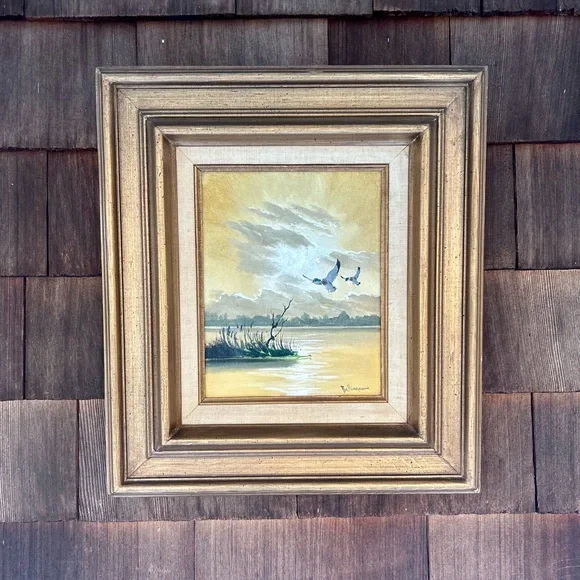 Vintage Duck Pond Oil Painting by Stephen Bellinger (18x16) - Picture 1 of 12